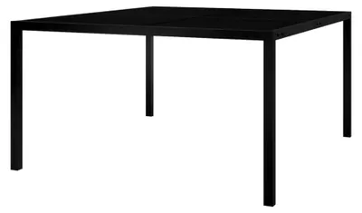 Produktbild von Gartentisch 130x130x72cm Schwarz Stahl und Glas für Balkon, Picknick, Hinterhof und Terrasse