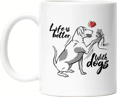 Produktbild von Life Is Better With Dogs Tasse Weiss Mit Hund Motiv Für Hundebesitzer Hundeliebhaber Hundepapa Hundemama