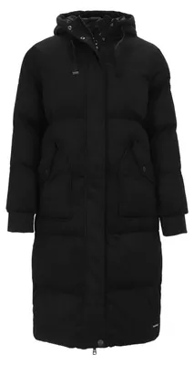 Produktbild von River Creek Damen Cordmantel mit angeschnittener Kapuze - Wintermantel mit Futter und modischen Details in Schwarz Größe 40