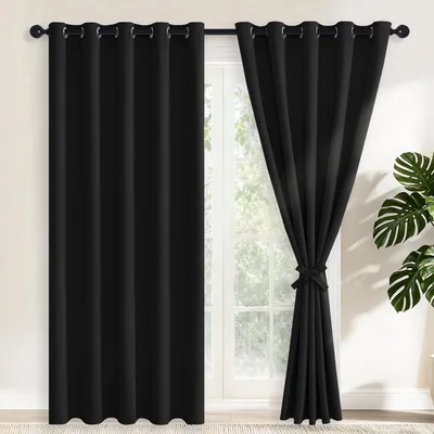 Obrázok produktu pre Omgoods - Čierne zatemňovacie závesy - 2 kusy, 167x228 cm, motív: Halloween