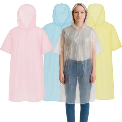 Zdjęcie produktu dla Omgoods - Poncho przeciwdeszczowe, wodoszczelne - Poncho ratunkowe - Poncho dla dorosłych - Poncho wielokrotnego użytku - Poncho do wędrówek - Z kapturem - Peleryna przeciwdeszczowa