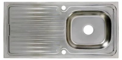Produktbild von Edelstahl-Küchenspüle 76 x 43,5 cm mit Abtropffläche und Siphon, reversibel