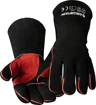 Produktbild von ARCCAPTAIN Grillhandschuhe Leder Schweißhandschuhe 350 °C hitzebeständige Ofenhandschuhe für Kamingrill Schweißofen Ofen Tig / MIG Herd Allgemeine Arbeitshandschuhe 42cm