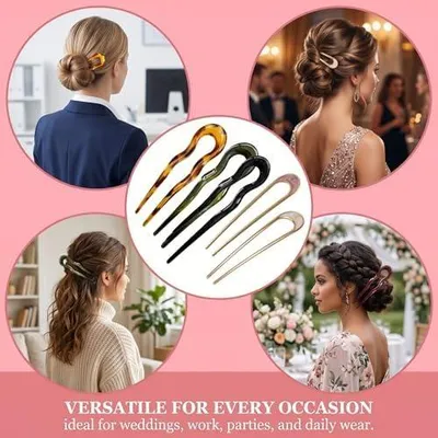 Produktbild von Haarklammern im Retro-Stil, 6-teiliges Set mit französischen U-förmigen Haarspangen für Damen und Hochsteckfrisuren bei Mädchen