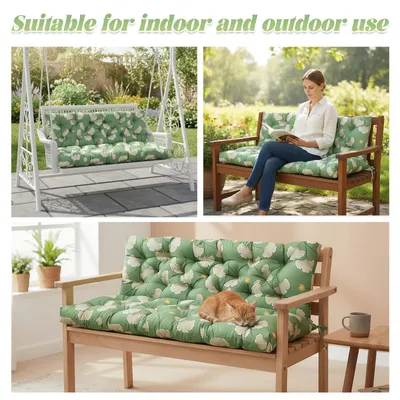 Produktbild von Gartenbankkissen 100x100x10 cm, Outdoor Bankauflage Sitzkissen für 2–3 Personen Gartenbank, Polsterauflage für Hollywoodschaukel,Ginkgogrün
