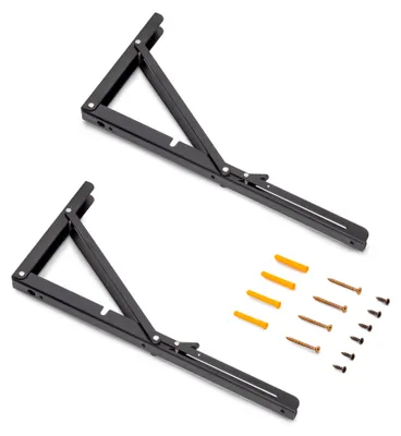 Produktbild von Emuca Satz Klappbarer Stützen, Länge 403mm, Stahl, Schwarz lackiert