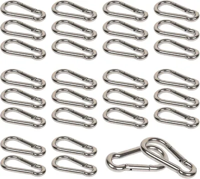 Imagen del producto de 30 mosquetones, 50 mm x 5 mm, acero inoxidable 304, para camping