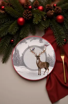 Productafbeelding van Hermia Concept, set van 6 dessertborden (ivoorwit) - 100% keramiek, kerstcollectie