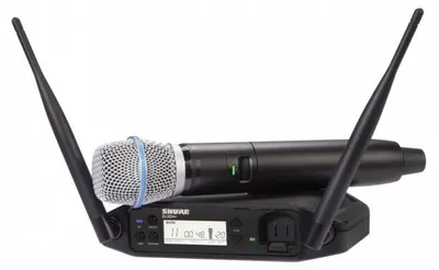 Immagine prodotto di Shure GLXD24+E/B87A-Z4, microfono palmare, microfono dinamico, RF wireless, ricevitore a rack, metallo, trasmettitore palmare