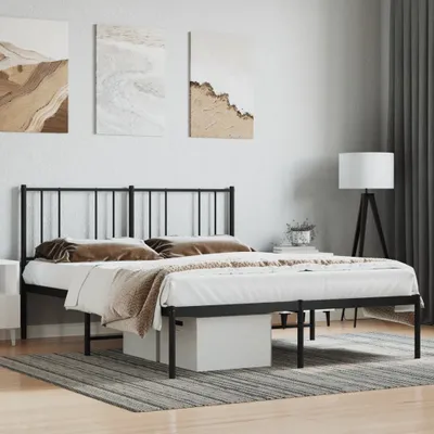 Produktbild von Bettgestell mit Kopfteil Metall Schwarz 140x190 cm , Klassische Betten Design 2024