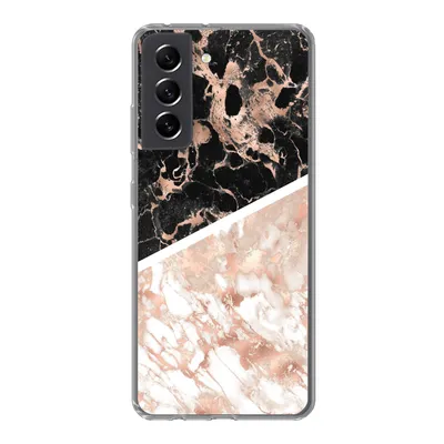 Produktbild von MuchoWow® Handyhülle Schutzhülle Hülle für Samsung Galaxy S21 FE Marmor - Rosa - Weiß - Schwarz Silikon Softcase Handy Hülle - Mobiltelefonhülle