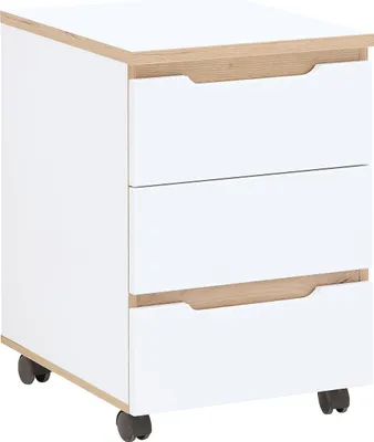 Produktbild von Rollcontainer >Memphis< in Weiß / Artisan Eiche Nachbildung - 45x66x55 (BxHxT)