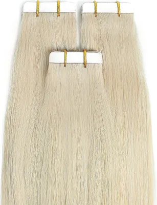 Obrázok produktu pre hair2heart Premium Tape Extensions ľudské vlasy rovné - 10 pások 2,5g 40cm 10/1 svetlá blond popolavá