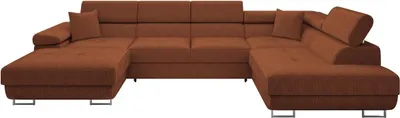 Produktbild von MIRJAN24 Wohnlandschaft Torezio Bis Cord, Stilvoll Eckcouch mit Bettkasten und Schlaffunktion, Einstellbare Kopfstützen, 346x203x70-90 cm (Farbe: Poso 39, Seite: Rechts)