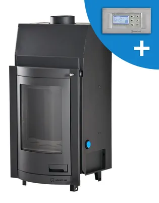 Produktbild von HS FLAMINGO Kamineinsatz AQUAFLAM 7 PANORAMA mit Wärmetauscher und automatischer Regelung