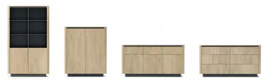 Produktbild von Wohnwand Set Torro 4-teilig | Regal, Highboard & 2 Kommoden in Eiche Cremona | Möbelset Wohnzimmer Modern