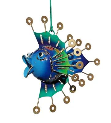Produktbild von Deko Metall Kugel Fisch Hänger Maritim Fensterhänger Zierfisch Figur Skulptur