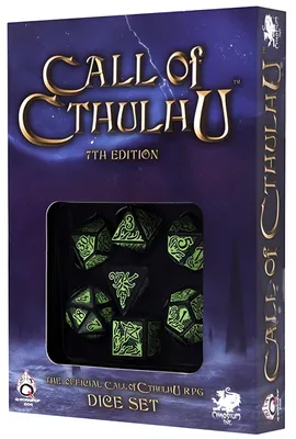 Produktbild von Call of Cthulhu 7th Edition Dice Set Schwarz & Grün