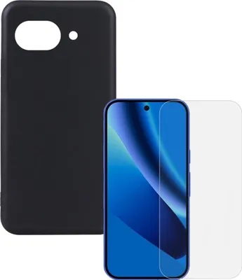 Produktbild von TPU Hülle + Schutzglas für Google Pixel 10a 9H Glas Cover Bundle Set Schwarz