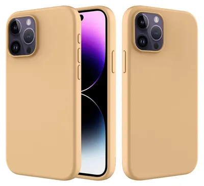Productafbeelding van MobyDefend Hoesje - Geschikt voor iPhone 14 Pro Max - Matte Siliconen Backcover - Licht Oker