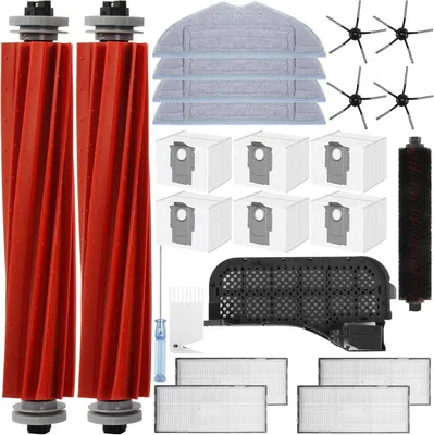Produktbild von 24 Stück Zubehör für Roborock S7 MaxV Ultra, Ersatzteile für Roborock S7 Pro Ultra, 2 Hauptbürste, 4 Wischtücher, 4 Filter, 4 Seitenbürsten, 6 Staubbeutel, 1 Reinigungsbürste& Wasserfilter Zubehör