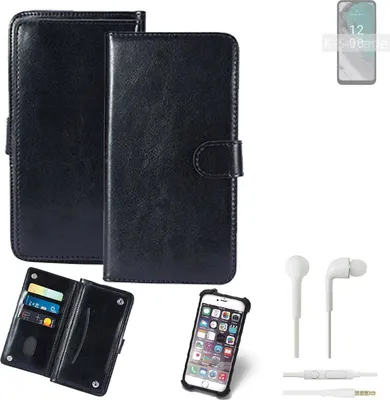 Produktbild von K-S-Trade 360° Hülle kompatibel mit Nokia C32 inkl. Headphones schwarz Kunstleder Case BookCase WalletCase Kunstlederederhülle Handyhülle,