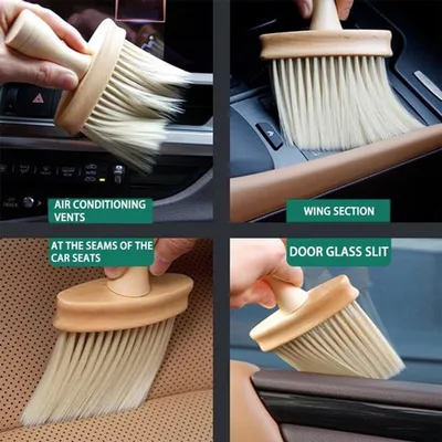 Auto-Reinigungsbürste Holzgriff - Staubbürste - Belüftungsbürste - Universal - 1 Stück - Weiche Borsten