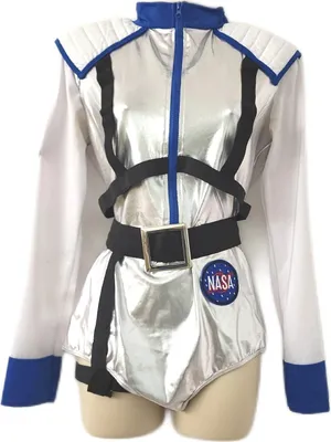 Image de Costume féminin y d'astronaute argenté-noir-bleu