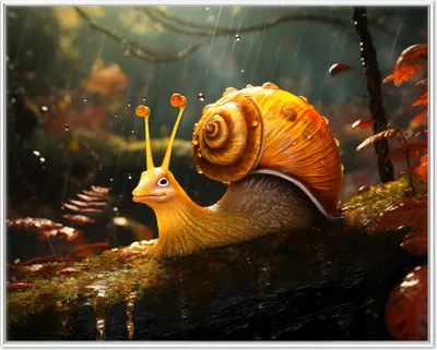 Produktbild von Wallario Wandbild Schnecke auf Ast, Größe: 40,30 x 50,30 cm, Poster mit weißem Aluminiumrahmen