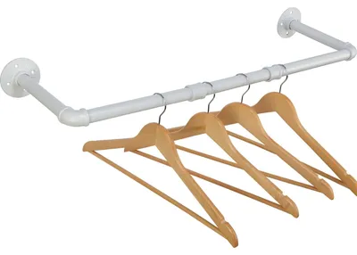 Immagine prodotto di Asta appendiabiti da montare a parete, 70 cm, colore bianco, capacità di carico di 50 kg