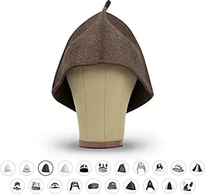 Produktbild von LoWell® Saunahut - Filzhut für Damen und Herren inkl. Sauna-Ratgeber - Ideales Sauna Zubehör für ein einzigartiges Wellness Erlebnis - Farbe braun - fällt klein aus - Saunamütze Saunakappe