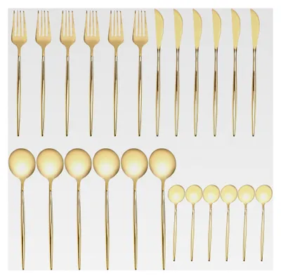 Produktbild von 24-teiliges Goldbesteckset aus rostfreiem Edelstahl