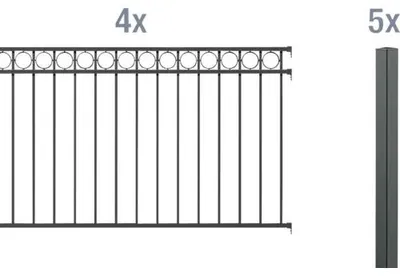 Zdjęcie produktu dla Alberts 510992 Kompletny zestaw ogrodzeniowy Circle, do zabetonowania, antracyt, wysokość 100 cm, długość 8 m
