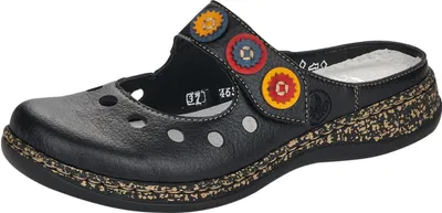 Produktbild von Rieker Damen Schuhe Pantoletten Clogs floral 46381, Größe:40 EU, Farbe:Schwarz