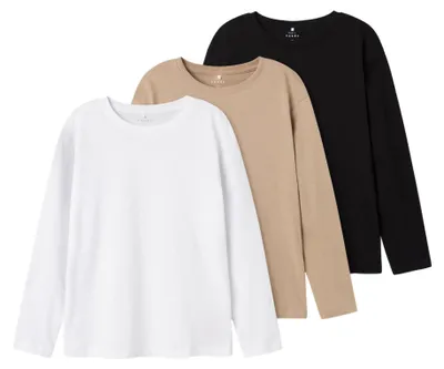 Produktbild von Name IT Jungen Nkmvobbo Ls Top 3p Noos Nachtwäsche Set, Black/Pack:p.w. Pure Cas