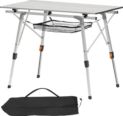 Immagine prodotto di SucceBuy tavolo pieghevole tavolo da buffet tavolo portatile multiuso 90 cm, tavolo rettangolare in alluminio (per 2-4 persone) con funzione regolabile in altezza e borsa per il trasporto, tavolo da giardino tavolo da campeggio per feste e picnic argento