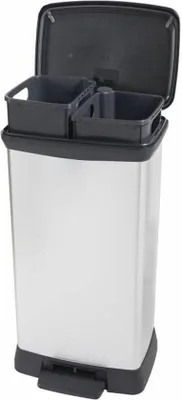 Productafbeelding van Afvalbak 23+23 liter met pedaal - zilver metallic