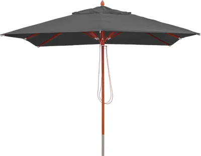 Zdjęcie produktu dla Drewniany parasol gastronomiczny HWC-C57, parasol ogrodowy, poliester/drewno 14kg, kątowy 3x3m odporny na wstrząsy ~ antracyt