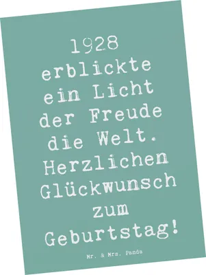 Produktbild von Mr. & Mrs. Panda Grußkarte Spruch 1928 Geburtstag Freude - Meeresbrise - Geschenk, Postkarten, Geburtstagsjahr, Ansichtskarten, Jubiläum, Alter, feiern, Happy Birthday