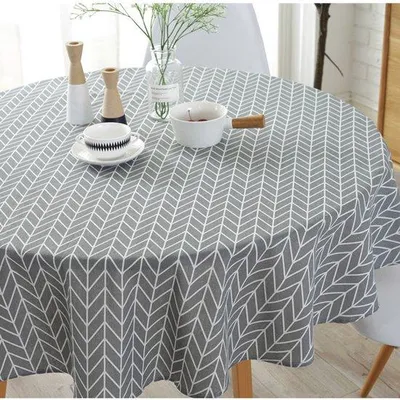 Zdjęcie produktu dla Czarny obrus z motywami strzał w stylu boho, okrągły obrus wykonany ze skandynawskiej tkaniny o splocie skośnym, materiał nie marszczy się, idealny do kuchni, jadalni, uroczystości i pikników na świeżym powietrzu (ok. 120 cm).