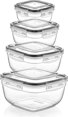 Immagine prodotto di Michelino Nora set di 4 contenitori per alimenti, quadrati - ermetici e impermeabili Grigio