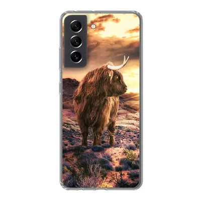 Produktbild von MuchoWow® Handyhülle Schutzhülle Hülle für Samsung Galaxy S21 FE Schottische Highlander - Horizont - Landschaft Silikon Softcase Handy Hülle - Mobiltelefonhülle