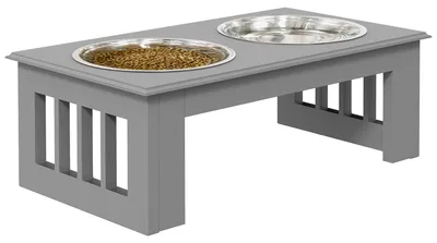 Productafbeelding van Voerstation voor honden, antislip, 44x24x15cm, grijs, 0,9L per kom