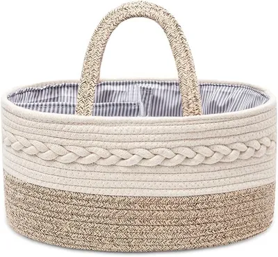 Produktbild von Wickeltasche Caddy, herausnehmbare Fächer, tragbar, Baumwolle, beige, für Babybedarf
