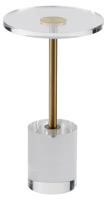 Image de Table d'appoint en acrylique transparent, Table d'appoint en acrylique avec base solide, φ302 x 20 mm plateau rond, 543 mm de haut, pour café, boissons, repas, snacks, Convient pour salon, salle à manger