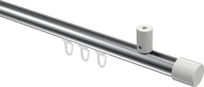 Produktbild von Interdeco Innenlaufstange / Gardinenstange mit Innenlauf Chrom / Weiß, Typ Sonius Santo (Kappe) Deckenmontage, 20 mm Ø 1-läufig, 140 cm