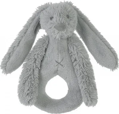 Image de Happy Horse Hochet gris lapin Richie - Jouet en peluche pour bébé