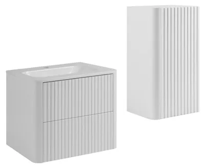 Produktbild von Badmöbel-Set mit Waschbecken und Midischrank, Weiß, 60 x 48 x 44 cm