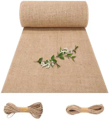 Produktbild von Ländliches Tischläufer aus Jute - Landhaus- Dekoration - Gewebter Jute-Look - Ideal für Bauernhofsitzungen, Kommunionen - 30 x 1000 cm