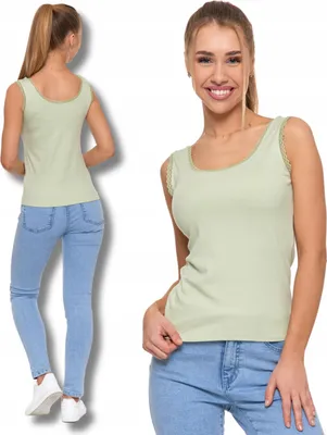 Produktbild von Damentop - Frauenoberteil Größe XL - Tanktop grün - Spitzentop - ärmelloses Top